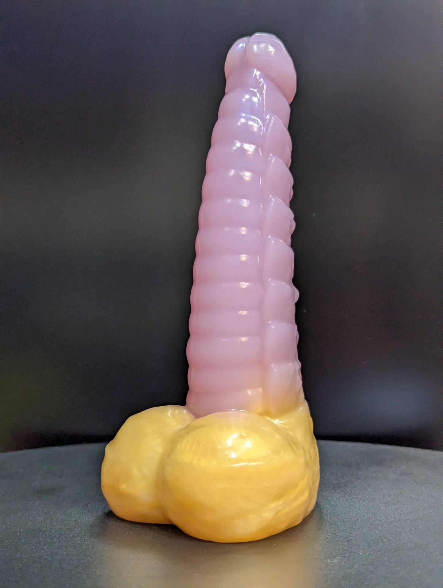 6" Plated Ridgeback - Shimmery Pink and Gold - Medium (Shore 00-50) Firmness