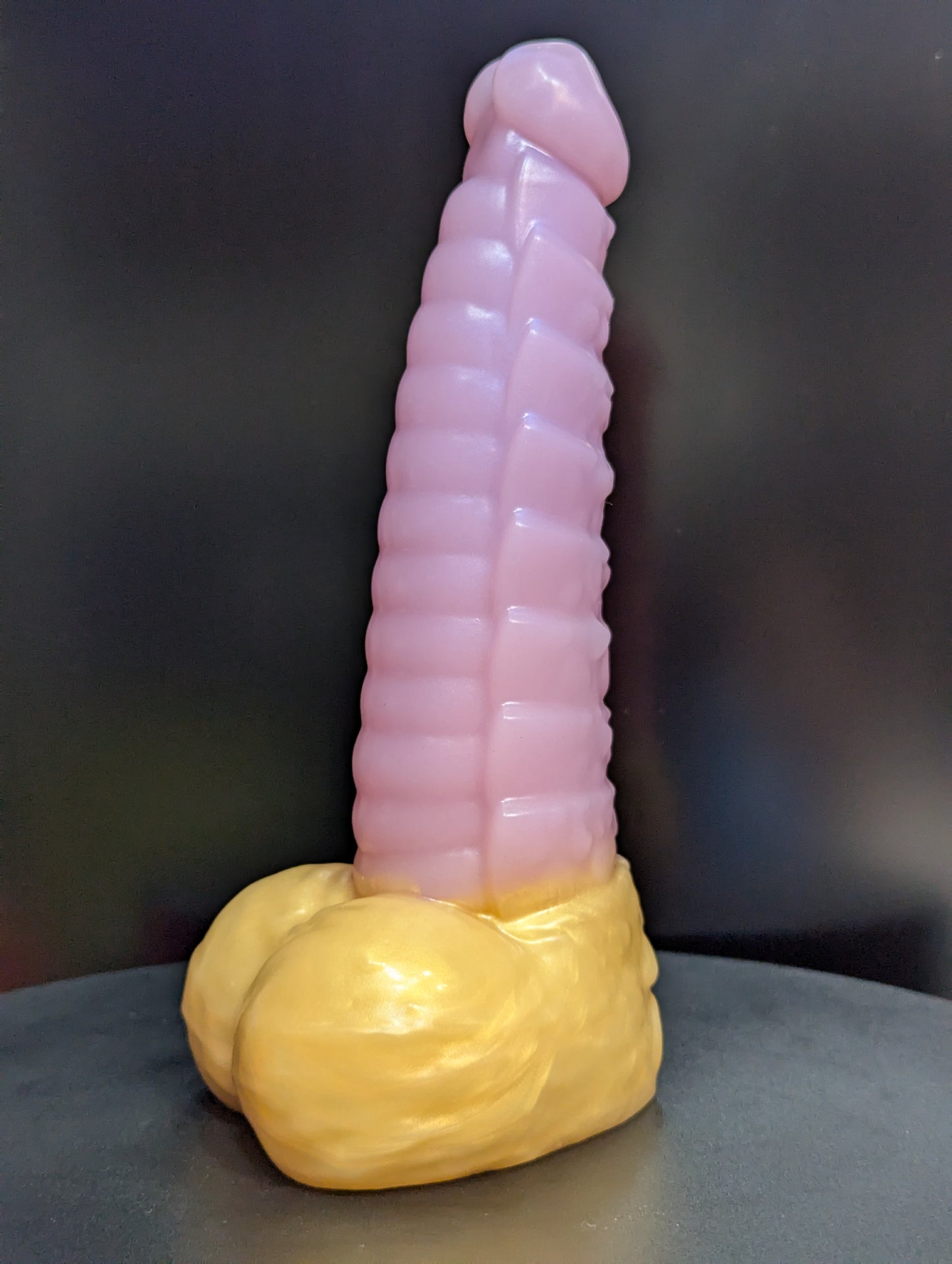 9" Plated Ridgeback - Shimmery Pink & Gold - Medium (Shore 00-50) Firmness