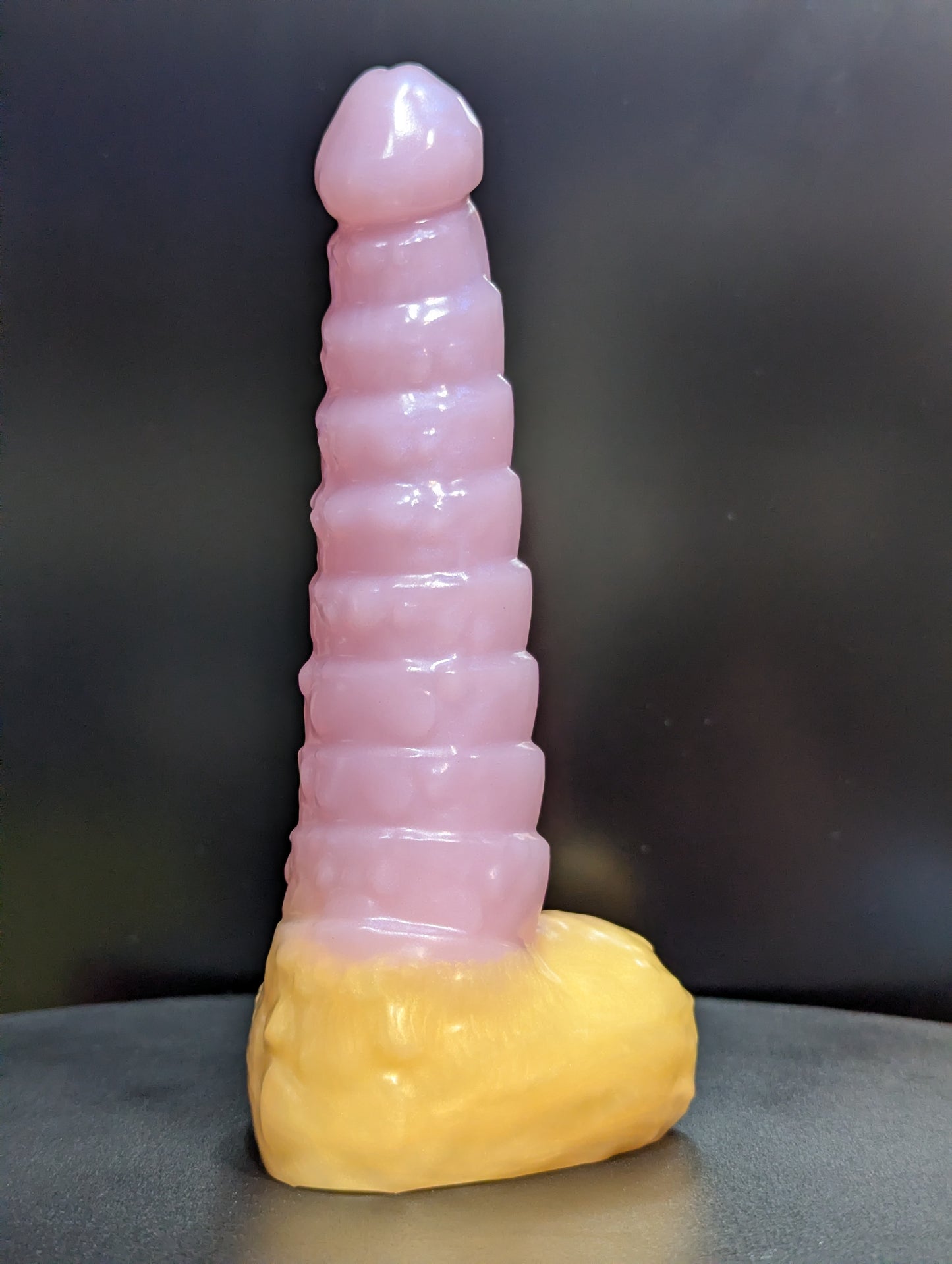6" Plated Ridgeback - Shimmery Pink and Gold - Medium (Shore 00-50) Firmness